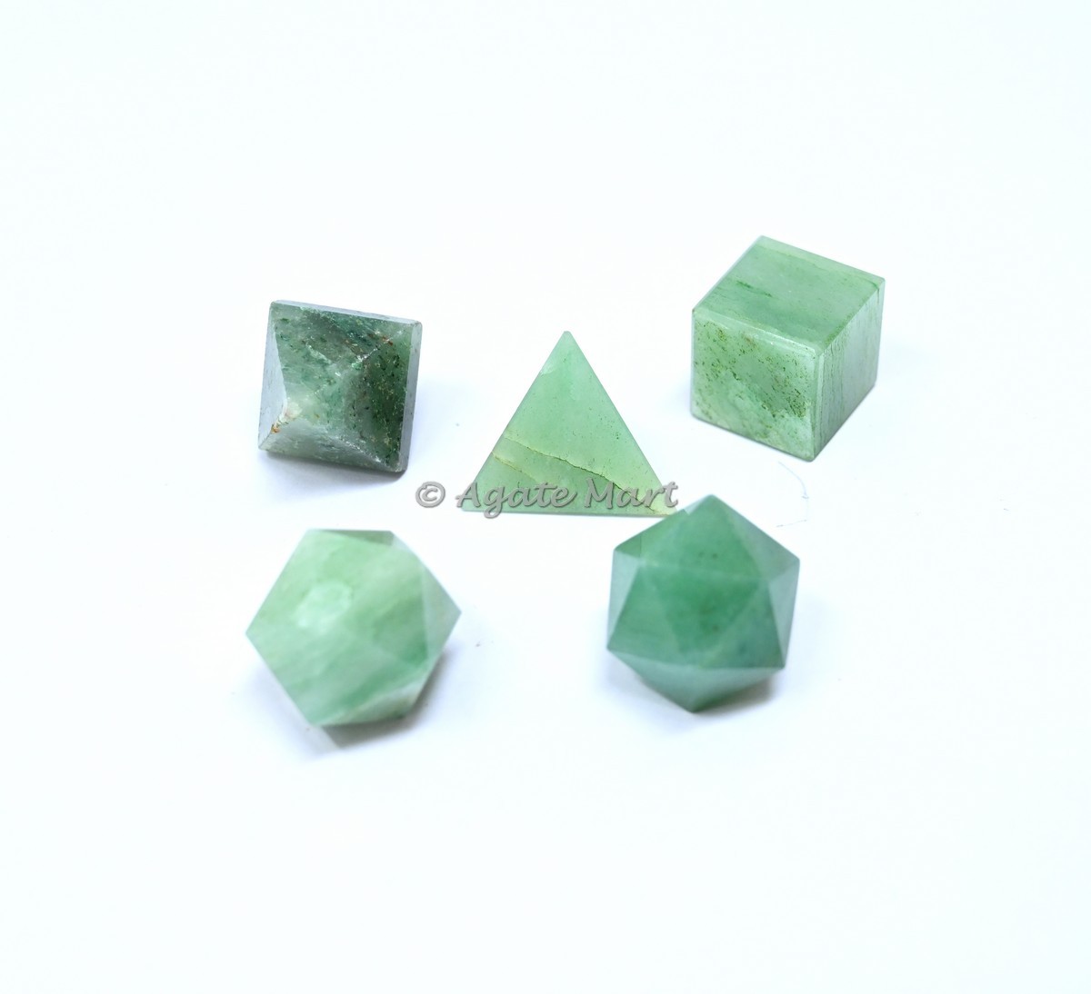Green Aventurine Sacred 5 pcs Geometry Set