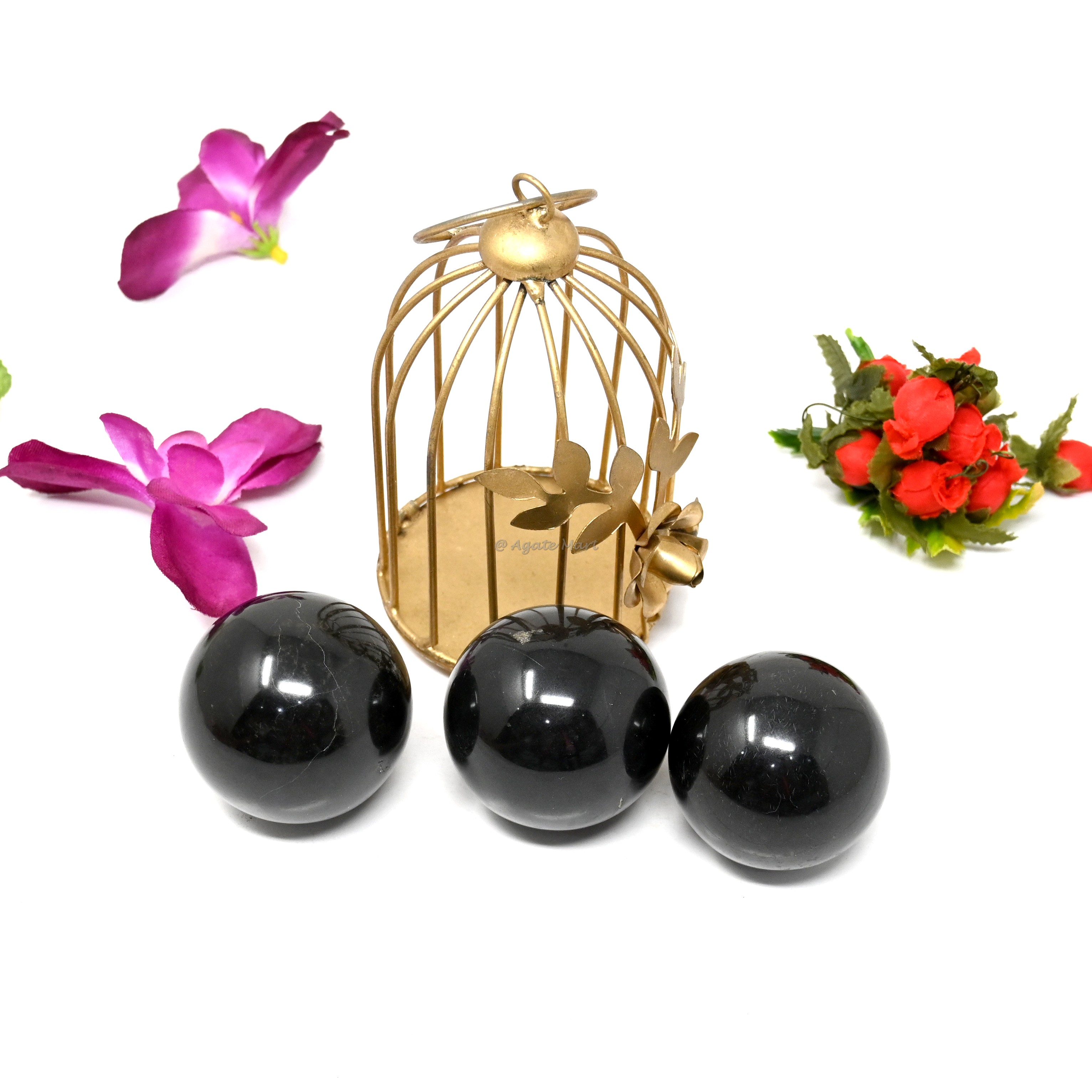 Black Agate Crystals Sphere