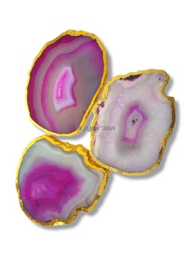 Pink Agate Slices Electroplated Coaster