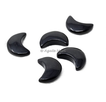 Black Obsidian Carved Moon Cabachon
