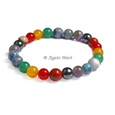 Seven Chakra Hematite Stone Bracelet