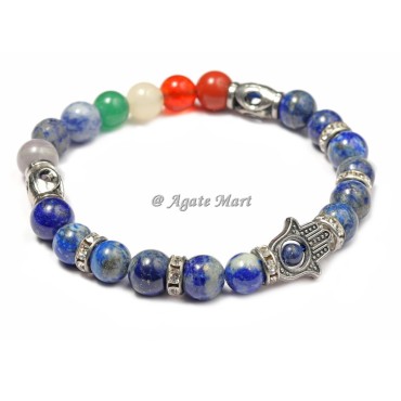 Lapis Lazuli With Hamsa Seven Chakra Bracelet