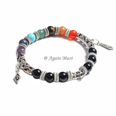 Antique Accent Design Seven Chakra Stones Bracelet
