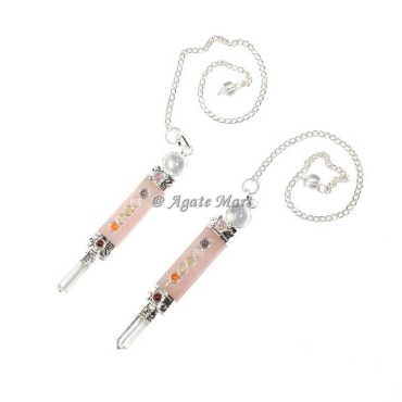 Rose Quartz Seven Chakra 3pcs Pendulums