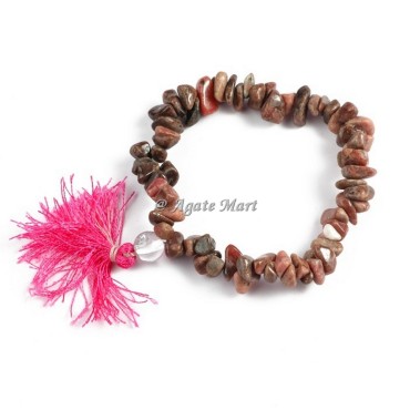 Rhodonite Stone Chips Stones Bracelets