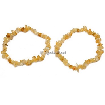 Golden Quartz Chips Stones Bracelet