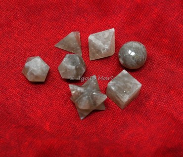 Smoky Quartz Sacred 7 pcs Geometry  Set