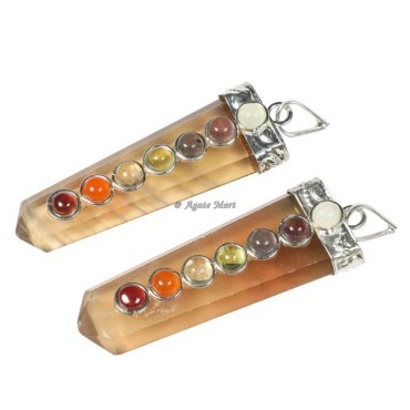 Fluorite with Seven Chakra Stones Pendant