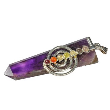 Amethyst with Seven Chakra Stones Pendant