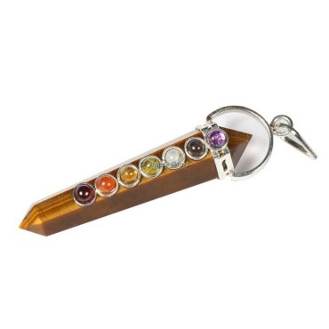Tiger Eye with Seven Chakra Pencil Pendant