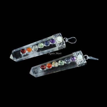 Clear Crystal Quartz with 7 Chakra Pendant