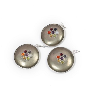 Pyrite with 7 Chakra Stones Disc Pendant