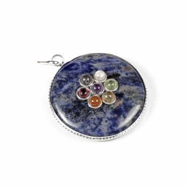 Sodalite with 7 Chakra Stone Disc Pendant
