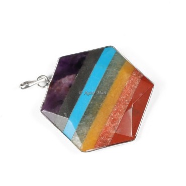 Bonded 7 Chakra Hexagon Pendant