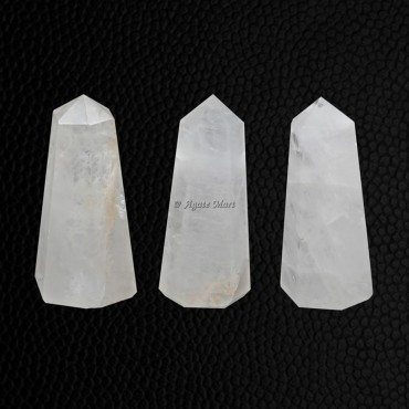Crystal Quartz Faceted Obelisk