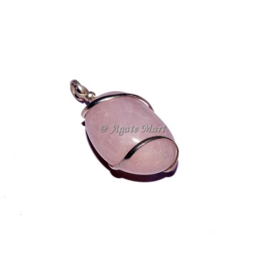 Rose Quartz Tumble Wire Wrap Pendant