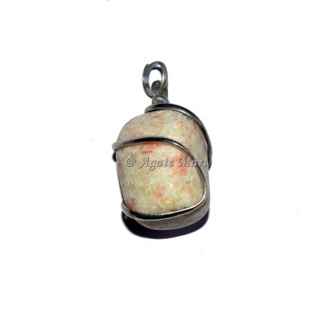 Sunstone Tumble Wire Wrap Pendant