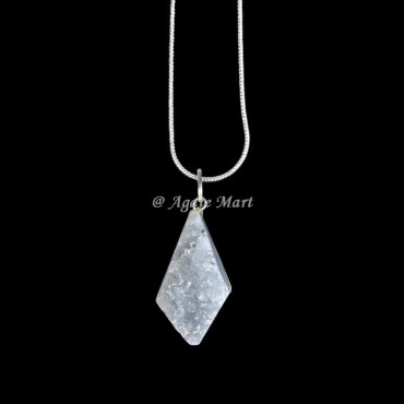 Rhombus Shape Druzy Crystals Pendant