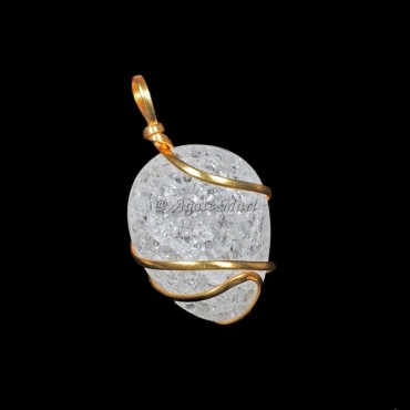 Crystal with Golden Wire Wraped Pendant