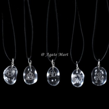 Engraved Reiki Crystal Pendants