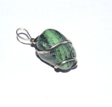 Green Zoisite Wire Wraped Pendant