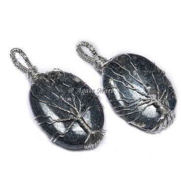 Tree Of Life Hematite Pendant