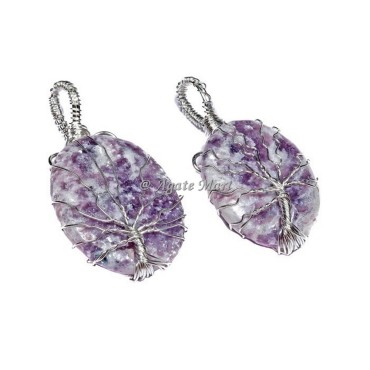Tree Of Life Lepidolite Pendant