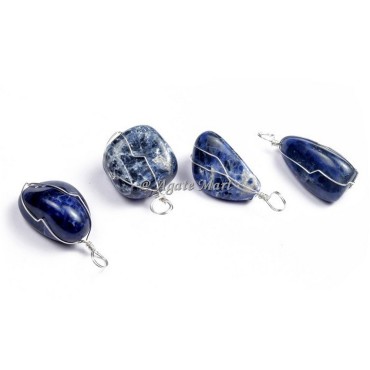 Sodalite Tumbled Pendant with Wraped