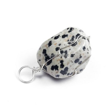 Dalmation Tumbled Pendant with Wraped