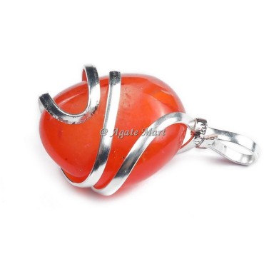 Carnelian Tumbled Pendant with Wraped