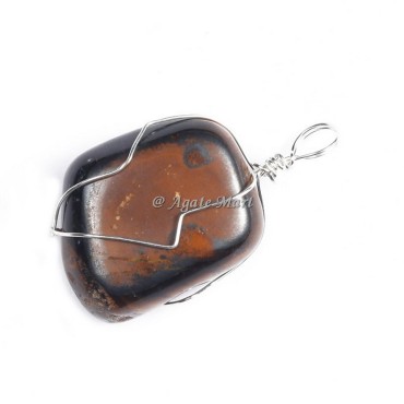 Agate Eye Tumbled Pendant with Wraped