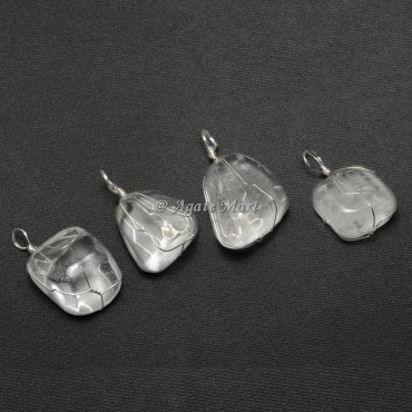 Brazil Crystal Quartz Tumbled Pendant with Wraped