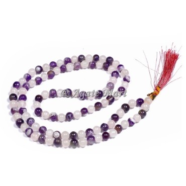 Rose Quartz Amethyst Prayer 108 Beads Japa Mala