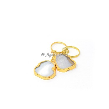 Agate Stone Electroplted Slice Keychain