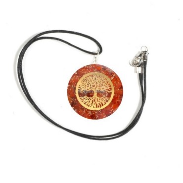 Carnelian Engraved Tree of Life Orgonite Crystals Pendants