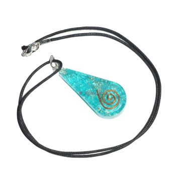 Aquamarine Tear Drop Orgone Emf Protection Pendant