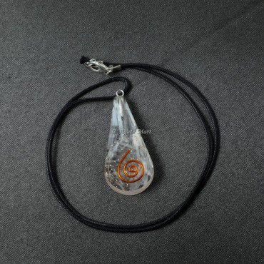 Selenite Tear Drop Orgone Emf Protection Pendant