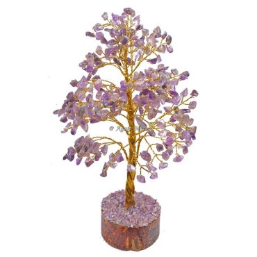 Amethyst 300 Chips Golden Wire Tree