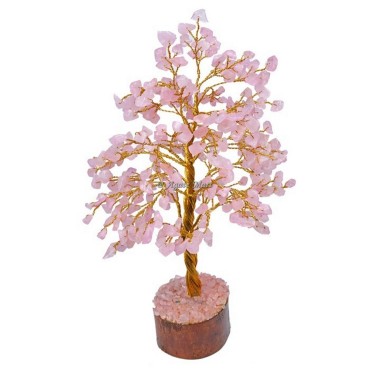 Rose Quartz 300 Chips Golden Wire Tree