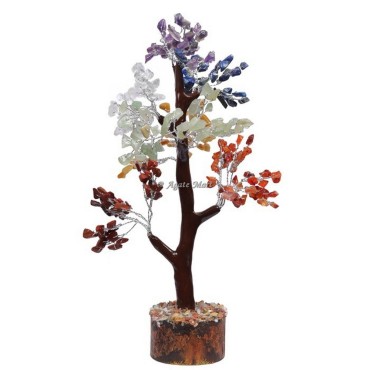7 Chakra Mseal 300 Chips Silver Wire Tree