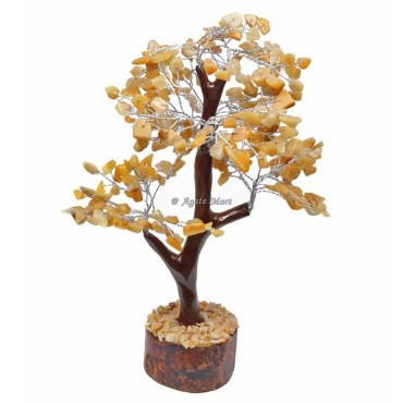 Golden Quartz Mseal 300 Chips Silver Wire Tree