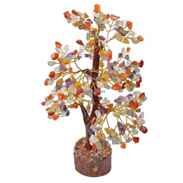 Multi Stone Mseal 300 Chips Golden Wire Tree