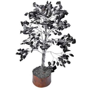 Black Japser 300 Chips Silver Wire Tree
