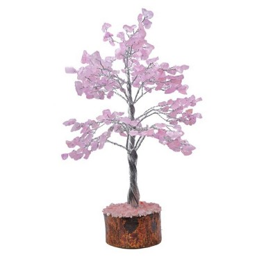 Rose Quartz 300 Chips Silver Wire Tree