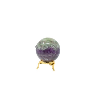 Multi Fluorite Crystals Sphere With Brass Stand