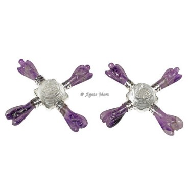 Amethyst Angel with Shiva Lingam Crystals Energy Generator