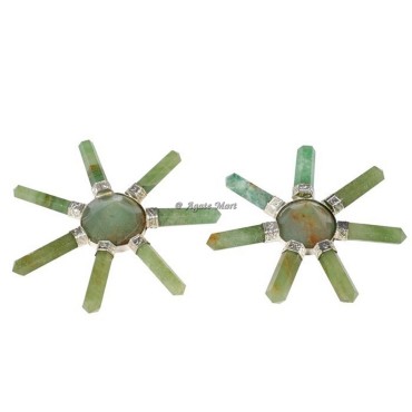 Green Aventurine Seven Pencils Crystals Energy Generator