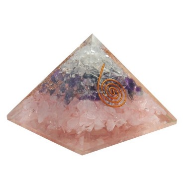 Crystal Rose Quartz Amethyst Layer Orgonite Crystals Pyramid