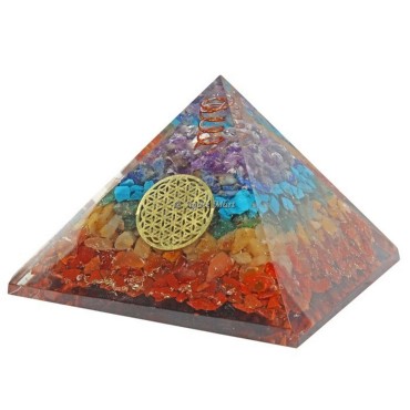 Seven Chakra Layer Orgonite Crystals Pyramid
