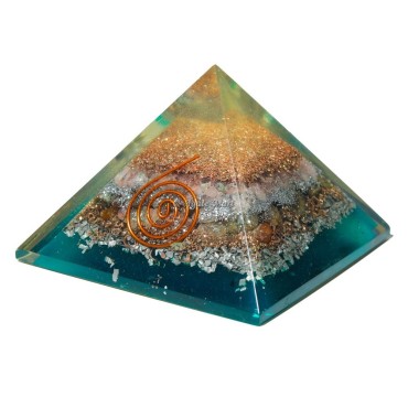 Rose Pyrite Orgone Emf Protection Pyramid with Yellow Aventurine Stone